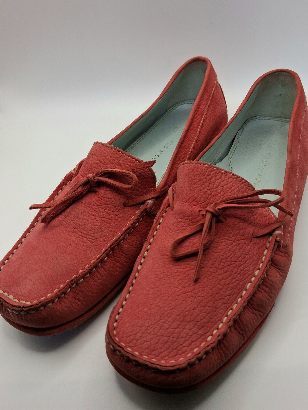 Antonio Melani Stockton Brazilian Leather Moccassin Driving Shoes Pale Red 6M